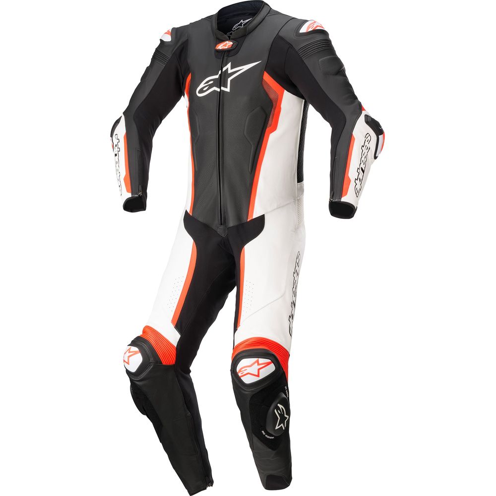 Alpinestars Missile V2 One Piece Leather Suit Black / White / Fluo Red