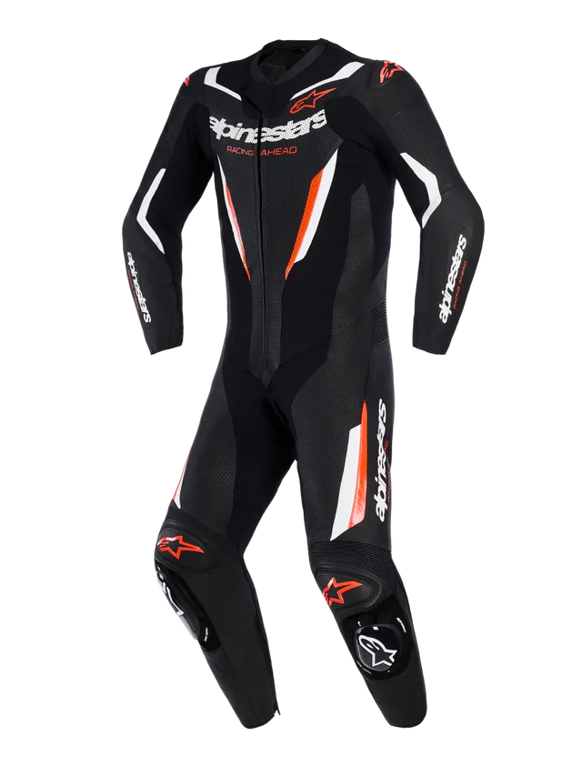 Alpinestars GP Force V2 One Piece Leather Suit Black / White / Fluo Red