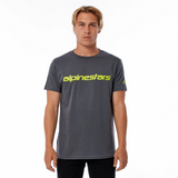 Alpinestars Linear Wordmark Tee Charcoal / Fluo Yellow
